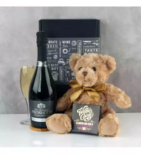Prosecco and Chocolates with Teddy Bear