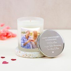 Engraved Wedding Anniversary Candle with Photo