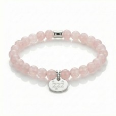 Angel Number 222 Rose Quartz Bracelet - Sterling Silver Charm