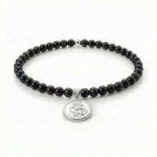 Black Tourmaline & Sterling Silver Saint Christopher Bracelet
