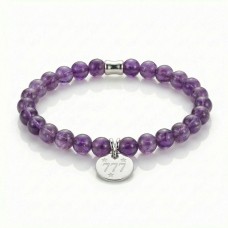 Angel Number 777 Amethyst Bracelet - Sterling Silver Charm