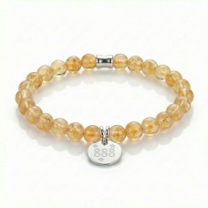Angel Number 888 Citrine Bracelet - Sterling Silver Charm