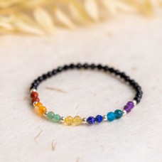 Dainty Chakra Gemstone Bracelet - 4mm Faceted Beads & Sterling Silver Details