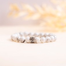 White Howlite Gemstone Bracelet - 8mm Beads for Calm, Clarity & Stress Relief