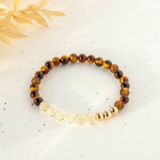 Radiant Strength Tiger's Eye and Citrine Gemstone Bracelet 6mm