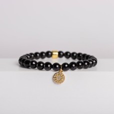 Black Tourmaline Gemstone Bracelet - Celestial-Themed Charm, Handmade Jewellery
