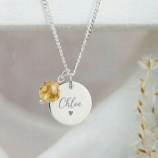 Personalised Name Necklace with Citrine Charm