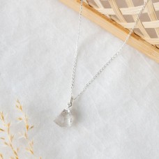 Raw Quartz Necklace Silver Dipped Pendant