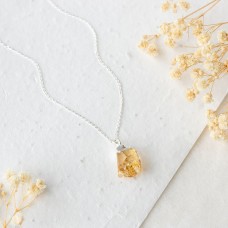 Raw Citrine Necklace - Silver Dipped Crystal Pendant