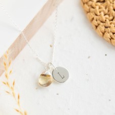Sterling Silver Citrine Necklace - Teardrop Gem with Personalised Initial