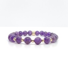 Amethyst Gemstone Bracelet - 8mm Healing Crystal Beads for Calm & Clarity