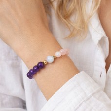 Amethyst, Rose Quartz & Moonstone Dreamweave Bracelet 8mm