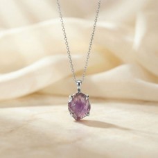 Raw Amethyst Sterling Silver Necklace