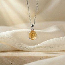 Raw Citrine Sterling Silver Necklace