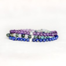 Anxiety Relief Bracelet Set - Lapis Lazuli, Moss Agate & Amethyst