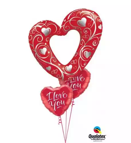 Bouquet-39 Hearts & Filigree Red Qualatex #16441 29133-2 Bouquet-39 Hearts & Filigree Red Qualatex #16441 29133-2