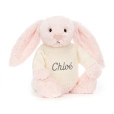 Bashful Pink Bunny with Personalised Jumper H31 X W12 CM