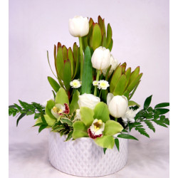 Flowers with tulips and orchids