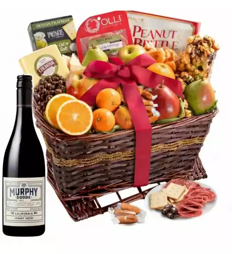 Abundance Classic Fruit Basket with Wine - Murphy Goode Pinot Noir Abundance Classic Fruit Basket with Wine - Murphy Goode Pinot Noir