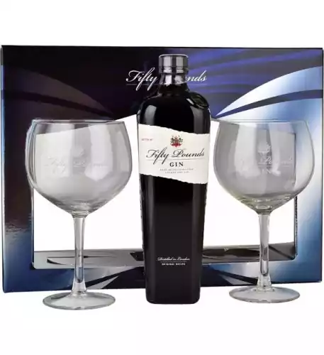 Fifty Pounds Gin 70cl with 2 Glasses Gift Set