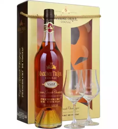 Maxime Trijol VSOP Grande Champagne Cognac 70cl with 2 Glass Gift Pack