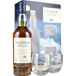 Talisker 10 Year Old Single Malt Whisky 70cl with 2 Glasses Gift Set