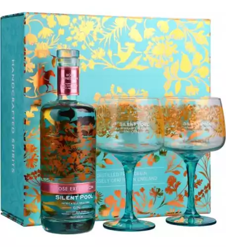 Silent Pool Rose Expression Gin 70cl with 2 Glasses Gift Set