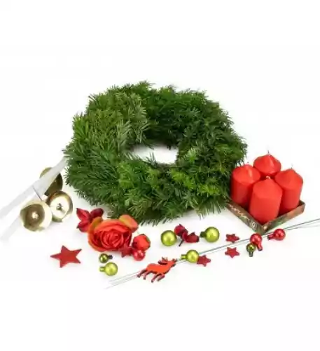 Advent wreath for home creation traditional RED (Wreath 30 cm)