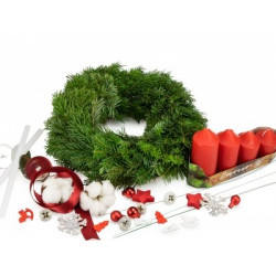Advent wreath for home creation RED COTTON (Wreath 30 cm)