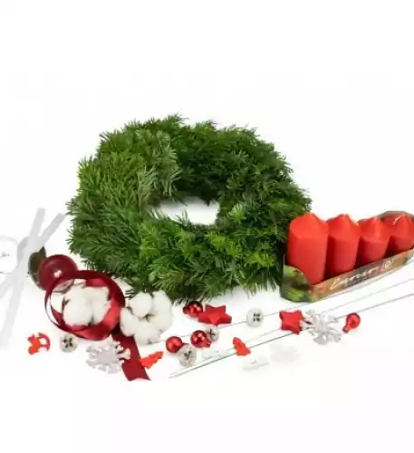 Advent wreath for home creation RED COTTON (Wreath 30 cm)