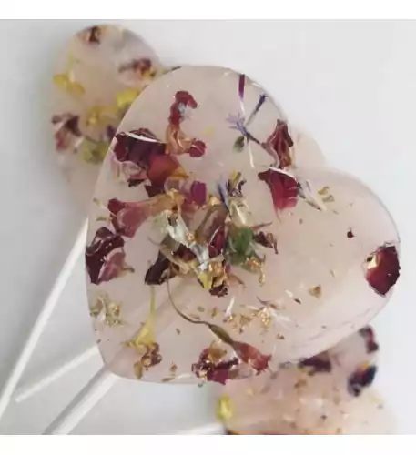 Frosted Edible Flower Lollipops