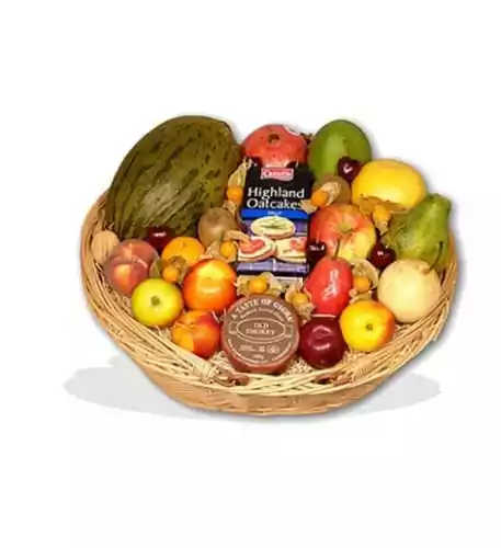 Fruit Basket With Cheese And Oatcakes