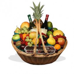Fruit Basket With Red And White Wine Fruit Basket With Red And White Wine