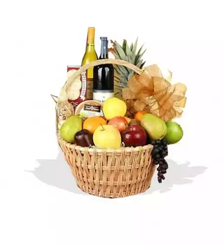 Grand Celebrations Fruit And Wine Basket