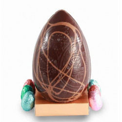 DARK CHOCOLATE DRIZZLE EGG, WITH BELGIAN PRALINE EGGS