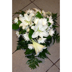 Funeral arrangement - white lilys and chrysanthemums