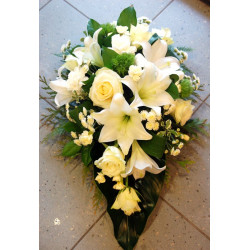 Funeral arrangement- white lilys and roses