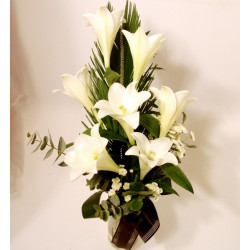 Handtied bouquet of white lilies