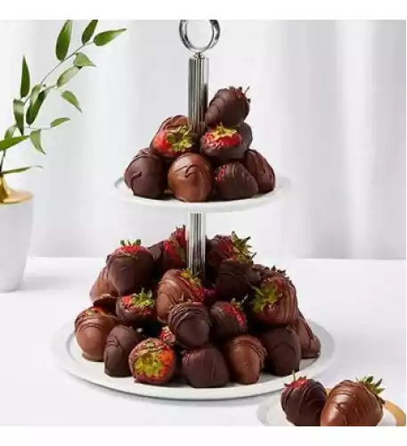 50 Chocolate-Dipped Strawberries with Stand