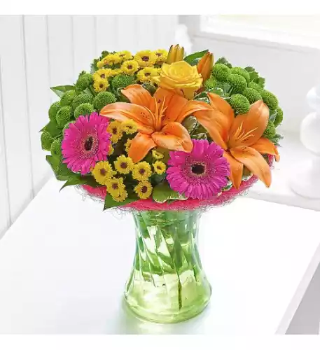 'Bright Colors' Flower Bouquet Vase