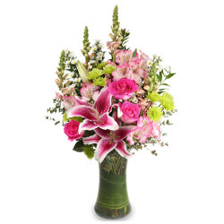 'Lush Garden' Pink Flowers in a Vase