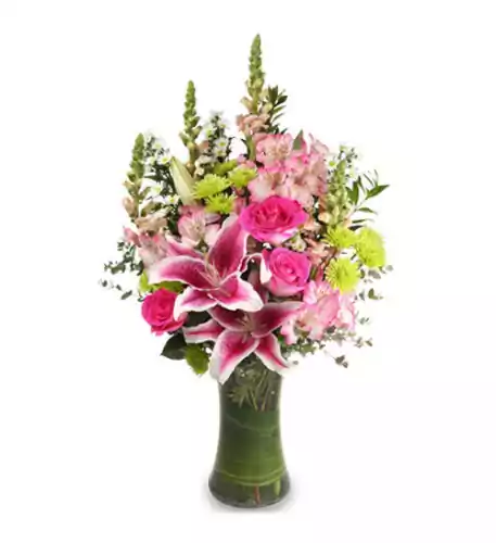 'Lush Garden' Pink Flowers in a Vase