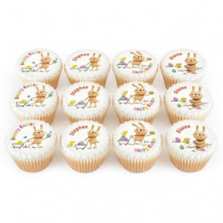 12 Happy Easter Bunny Cupcakes