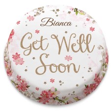 Pink Floral Get Well Soon Cake (Small Party Cake (Serves 10-12))
