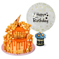 2-Tier Popcorn Layered Salted Caramel Chocolate - Cake