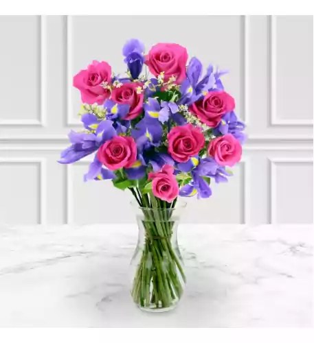 Blush Rose and Iris Bouquet