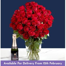The Opulent 50 Red Roses and Lanson Champagne Gift Set