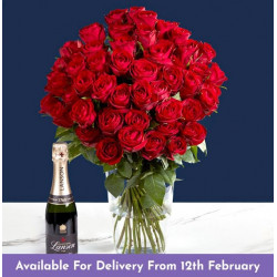 The Opulent 50 Red Roses and Lanson Champagne Gift Set The Opulent 50 Red Roses and Lanson Champagne Gift Set