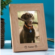 Paw Print Personalised Wooden Photo Frame - Portrait