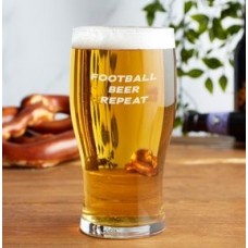 Engraved Pint Glass- Football, Beer, Repeat